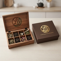 Coffret à thé en bois de noyer Landy Luxury à 10 compartiments, grande capacité, organisateur de rangement pour sacs, pour hôtel, vente en gros