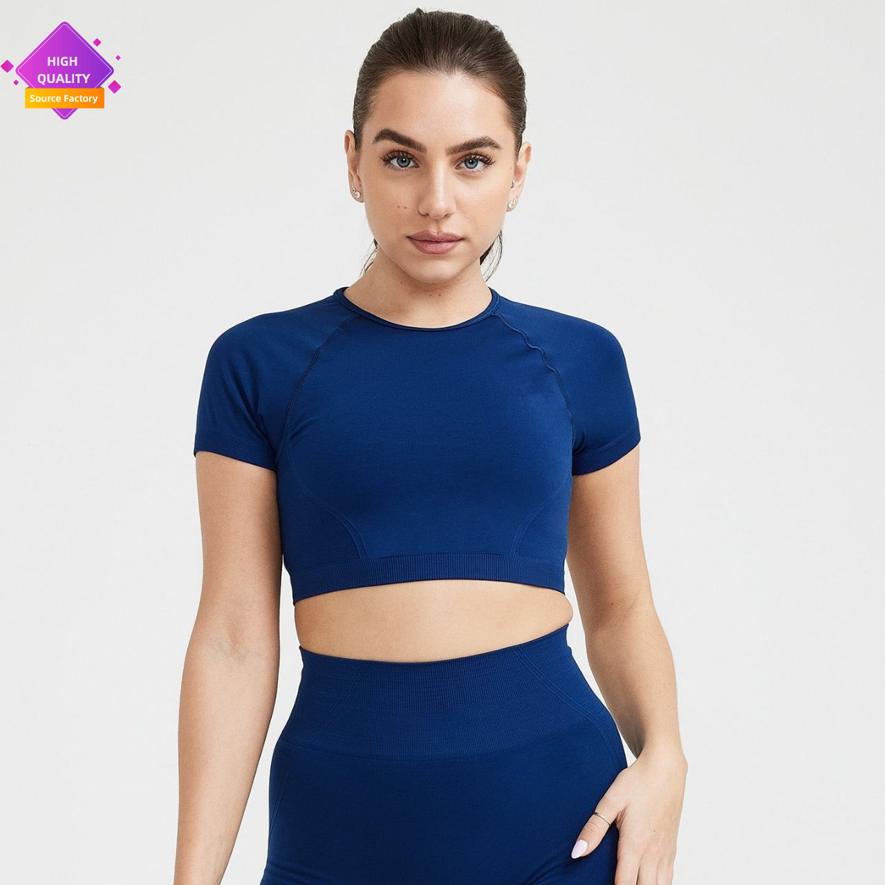 Side Triangle Jacquard Seamless Yoga Quick-drying Breathable Short Sleeve Fitness Short Sleeve
