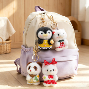 Set di Ciondoli per Borsa a Forma di Animali Carini, Morbidi Peluche Imbottiti: Pinguino, Gatto, <span class=keywords><strong>Panda</strong></span>, Orso - Portachiavi, Bambola, Regalo, Accessorio per Zaino - Ingrosso - Product Image 1