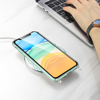 Coque de téléphone transparente en TPU acrylique de haute qualité avec coins antichoc pour iPhone 17 15, avec 2 trous pour sangles de suspension