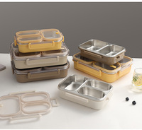 Boîte à lunch en acier inoxydable à 2/3/4 compartiments pour enfants, boîte à lunch bento, boîte à lunch bento compatible micro-ondes, boîte à lunch portable, boîte à lunch tiffin