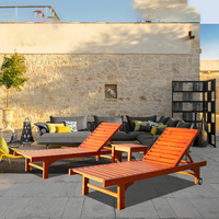 Chaises longues inclinables réglables en bois massif de style moderne, en promotion, pour hôtels, terrasses, jardins, parcs et cours.