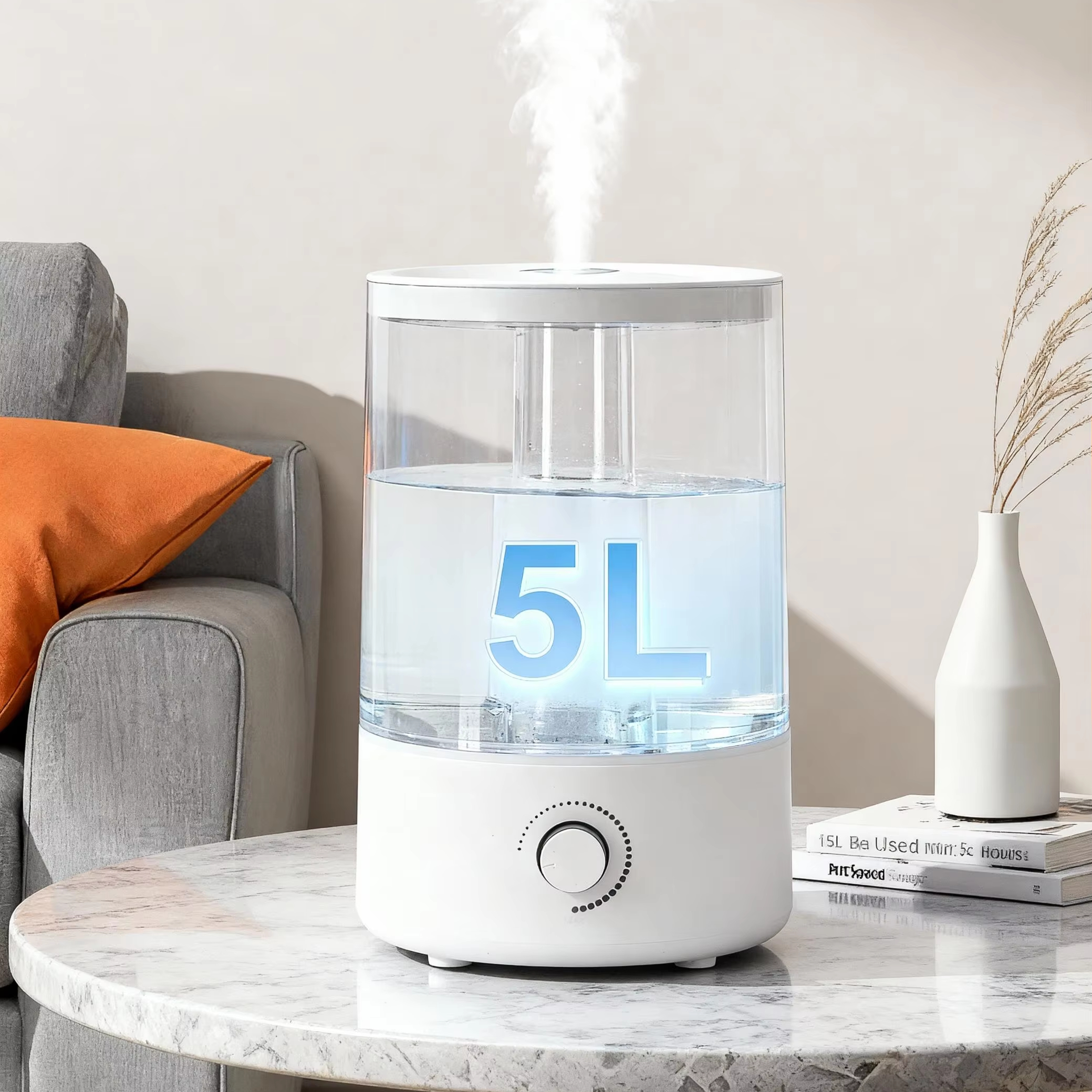 Portable Ultrasonic Humidifier Humidistat Control Aromatherapy Disinfection 3-5L Capacity <38dB Quiet Operation Home Hotel