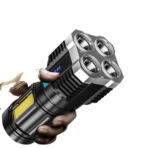 New 4LED Rechargeable Flashlight COB Side Light Long-range Spotlight Battery LED Display Multifunctional Strong Light Flashlight