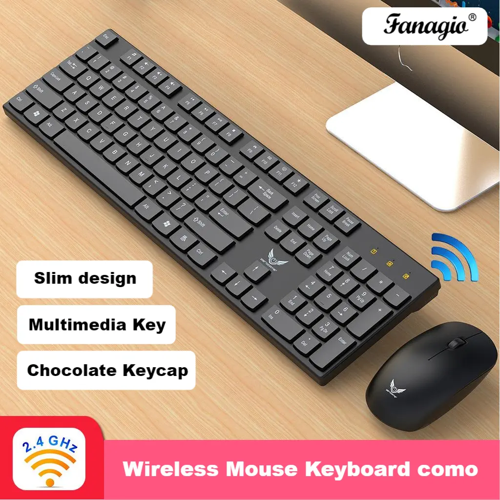 Wireless <span class=keywords><strong>Combo</strong></span> Maus und Tastatur Schokolade Punk Keycaps wasserdichte Sim Mode Energie sparende Multimedia-Tasten für Computer-PC