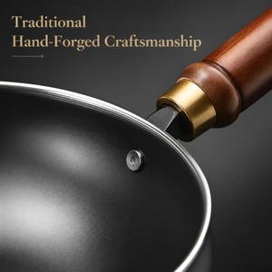 Industrial Grade Chinese Iron Wok Wide Mouth Ring Texture Non Stick Finish High Thermal Efficiency Stir Fry Cookware - Product Image 2