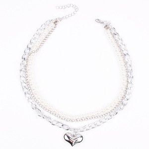 Collar de Varias Capas Estilo Europeo Americano, Colgante de Corazón con Perlas de Imitación, Joyería de Moda, Regalo para Mujer - Product Image 5
