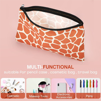 Tas Kosmetik Kanvas Ramah Lingkungan Motif Leopard Tekstur Hewan, Tahan Air, Resleting, Pegangan Lembut, Penyimpanan & Dompet Wanita