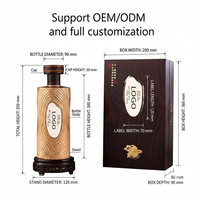 Caja de Regalo de Lujo Personalizada con Insignia Metálica, Caja Rígida de Papel con Textura de Madera Oscura para Licores, Bebidas y Marcas de Boutique
