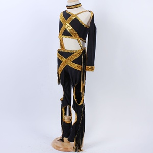 ملابس رقص سوداء وذهبية للفتاة ملابس موسيقى الجاز أداء أداء أداء أداء فتاة مرحلة أداء - Product Image 6