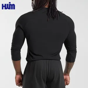 T-shirt da uomo con Logo personalizzato a punta di sudore rapido e asciutto per allenamento Fitness T-shirt da 3/4 lunghe maniche Slim Fit da palestra