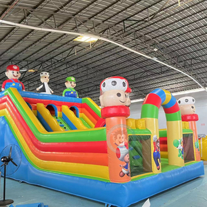 Toboggan gonflable commercial pour enfants, thème Mario Bros, avec zone de jeux Moonwalk - Product Image 4