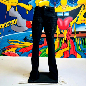 Jeans en denim personnalisés avec logo brodé, impression de strass, fabrication sur mesure, haute qualité, vintage, confortables, OEM, été, automne - Product Image 1
