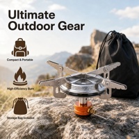 Réchaud de camping portable pliable à brûleur séparé, coupe-vent, mini, pour pique-nique en extérieur, vente en gros OEM