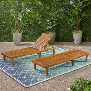 Ensemble <span class=keywords><strong>de</strong></span> chaises longues d'extérieur Combohome en bois d'<span class=keywords><strong>acacia</strong></span>, chaise longue inclinable avec dossier réglable, chaise longue <span class=keywords><strong>de</strong></span> <span class=keywords><strong>jardin</strong></span> moderne pour 2 personnes - Product Image 2