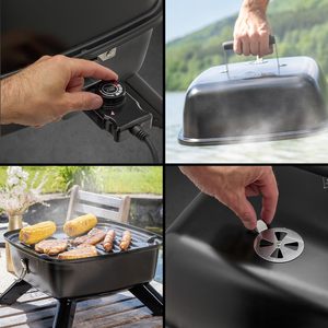 TZS First Austria Bouilloire électrique 2-en-1 2000 Watts Charbon de bois électrique <span class=keywords><strong>hybride</strong></span> compact pour balcon <span class=keywords><strong>Barbecue</strong></span> Assemblage facile - Product Image 4