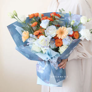 Papel de regalo de ramo Floral Dream Garden-Peony Flower Oil Painting Style Virgin Pulp-Papel de regalo con flores de ensueño - Product Image 6