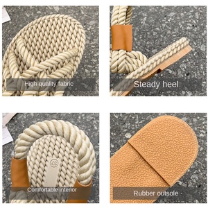2025 Sommer Neuankömmling Damen hand gefertigte Hanfseil gewebte Strohs andalen All-Match Outwear Roman Beach Slides für das <span class=keywords><strong>Internet</strong></span> - Product Image 4