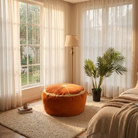 Fauteuil pouf design orange confortable avec housse amovible et lavable pour salon, chambre et balcon