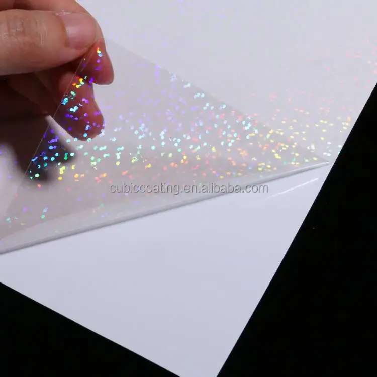 Bleidruck Holografische Overlay Clear Pet Plastic Film Sparkle Koud Lamineren Film Roll Glitter Koud Lamineren Film