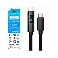 Câble tressé USB-C vers USB-C avec affichage LED, 240W PD, USB4 40 Gbps, 8K, toutes fonctions, avec indicateur de puissance pour station d'accueil