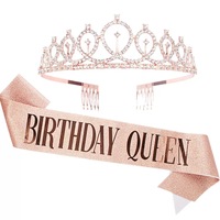 Ensemble pour Anniversaire de Fille, Kit de Décoration d'Anniversaire pour Femme, Bandeau en Strass pour Fille, Accessoires pour Cheveux