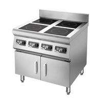 Table de cuisson à induction commerciale en acier inoxydable à 6 brûleurs, 18 kW, cuisinière à induction plate sur pied, commande par bouton, grande cuisinière à induction