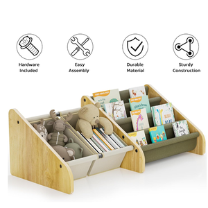 ชั้นวางหนังสือเด็กแบบมอนเตสซอรี่ 4 ชั้น ดีไซน์แบบขั้นบันได ชั้นวางหนังสือเด็กเล็ก พร้อมผ้าคลุมหนังสือแบบกันฉีกขาด สำหรับห้องเด็ก - Product Image 4