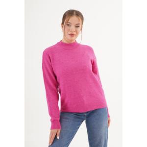 Suéter de Punto Fucsia con Cuello Alto para Mujer, Manga Larga, Casual, Antipilling, Calibre 16 Gg - Product Image 5