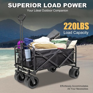 Outdoor Picnic <strong>Beach</strong> Camping <strong>Wagon</strong> Camping Cart Trolley Garden Trail Foldable Collapsible Folding Utility <strong>Wagon</strong> Troller - Product Image 2