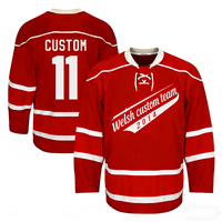 Maillots et chaussettes de hockey sur glace sublimés pour hommes adultes, 100 % polyester, anti-humidité, séchage rapide, 220g, broderie, vente en gros