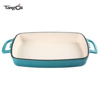 Loyang Panggang Turquoise Elegan dengan Gagang, Lapisan Enamel, Aman untuk Oven, Ideal untuk Memanggang di Rumah dan Restoran