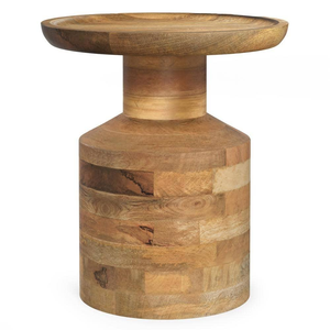 Table d'appoint élégante en bois massif avec des sculptures artisanales de qualité supérieure, meuble en bois naturel robuste et durable, pièce de mobilier parfaite - Product Image 5