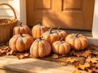 Ensemble de décorations rustiques en résine en forme de citrouille pour l'automne, Halloween, Thanksgiving, ornement de table vintage, citrouille artificielle, décoration d'intérieur