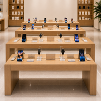 Table de présentation pour téléphones portables en bois naturel, vitrine pour smartphones et montres connectées, mobilier de magasin de détail, mobilier de boutique d'électronique, comptoir d'exposition