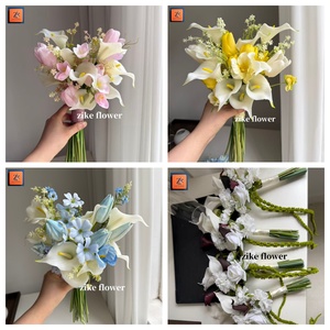 ZIKE Bouquet da Sposa Personalizzato Elegante con Peonie Bianche, Orchidee Bordeaux, Calla, Amaranti e Decorazioni Romantiche per Matrimoni - Product Image 6