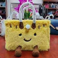 Sac à bandoulière portable en peluche pour femme, motif visage souriant, idéal pour Noël – Nouvelle collection hiver, personnalisable en usine.
