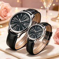 Montre-bracelet analogique simple pour homme et femme, en acier inoxydable, bracelet en cuir véritable, mouvement à quartz, idéale pour les couples, vente en gros