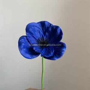 E-819 Flor de Anémona Artificial al por Mayor, Tallo Único, Mini Anémona Artificial de PU, Azul - Product Image 5