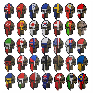 Hot Selling Cool Machine Embroidery Molon Helmet Punisher Armband with <strong>Hook</strong> <strong>Loop</strong> Fastener on the Backing - Product Image 1