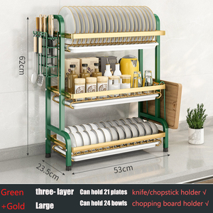 Estante para platos de <span class=keywords><strong>2</strong></span>/3 niveles con bandeja, soporte para tabla de cortar de drenaje, estante para platos para mostrador de cocina, organizador de almacenamiento - Product Image 4