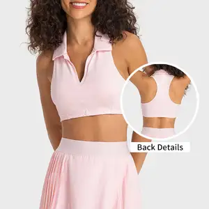 DW380 Pink Sugar Charmed Collar tennis wear gym fitness build in Yoga Bra Tank