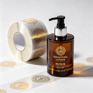 Etiquetas Adhesivas de Vinilo Transparente con Impresión Personalizada al por Mayor, Rollo de Etiquetas con Estampado en Caliente para Botellas de Brillo Labial, Suero y Cosméticos - Product Image 3