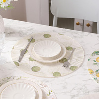Nouveau Set de Table Rond en PP Imprimé Style Printanier, Fin, Luxueux, Isolant Thermique, Motifs Personnalisables