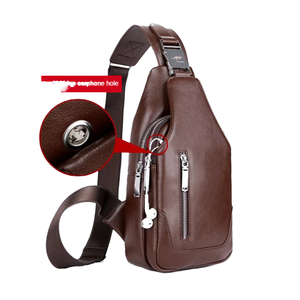 Bolso Bandolera Cruzado de PU para Hombre, Estilo Minimalista, para Deportes al Aire Libre, con Logotipo Personalizado, Impermeable, con Cierre de Cremallera y Puerto USB - Product Image 3