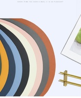 Inyahome Napperons de luxe demi-rond en similicuir PU Table à manger facile à nettoyer Accessoires de cuisine en plastique