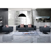 Dieses luxuriöse schwarze Ledersofa-Set mit schlichtem Design eignet sich für den Einsatz in Home-Office-Lounges und Büros.