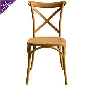 Sinoperfect Good Selling Golden Stackable Cross Back Metal <b>Chair</b> Wedding Furniture for Banquet Outdoor Party Events - Product Image 1