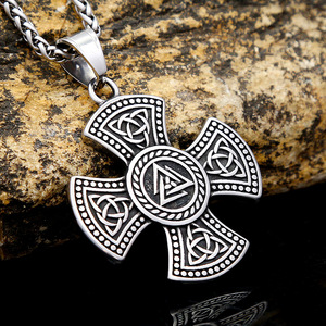 yunnique Celtic Viking Rune <b>Cross</b> Pendant Men's Stainless Steel Necklace Hip Hop Jewelry Fashion Pendant Necklaces - Product Image 2