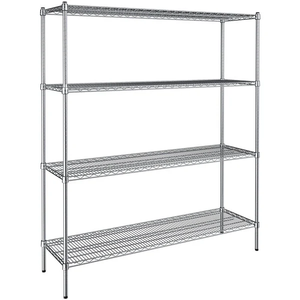 Oem Chrome mạ 4-Tier dây kệ giá 72 "W x 18" D x 79 "H có thể điều chỉnh kim loại lưới kệ cho nhà hoặc kho lưu trữ - Product Image 2